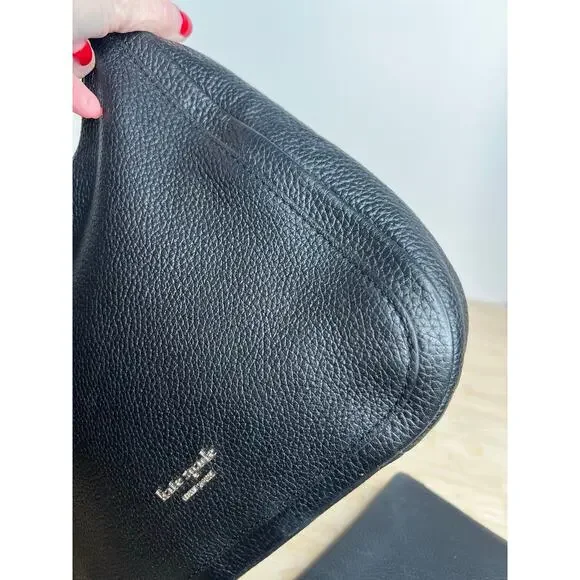 Kate Spade New York Roulette Medium Black Pebbled Messenger Bag and Wallet Set - Picture 8 of 11